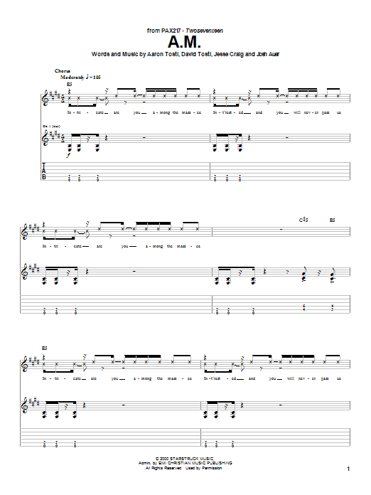 PAX217 A.M. Sheet Music Notes & Chords for Guitar Tab - Download or Print PDF