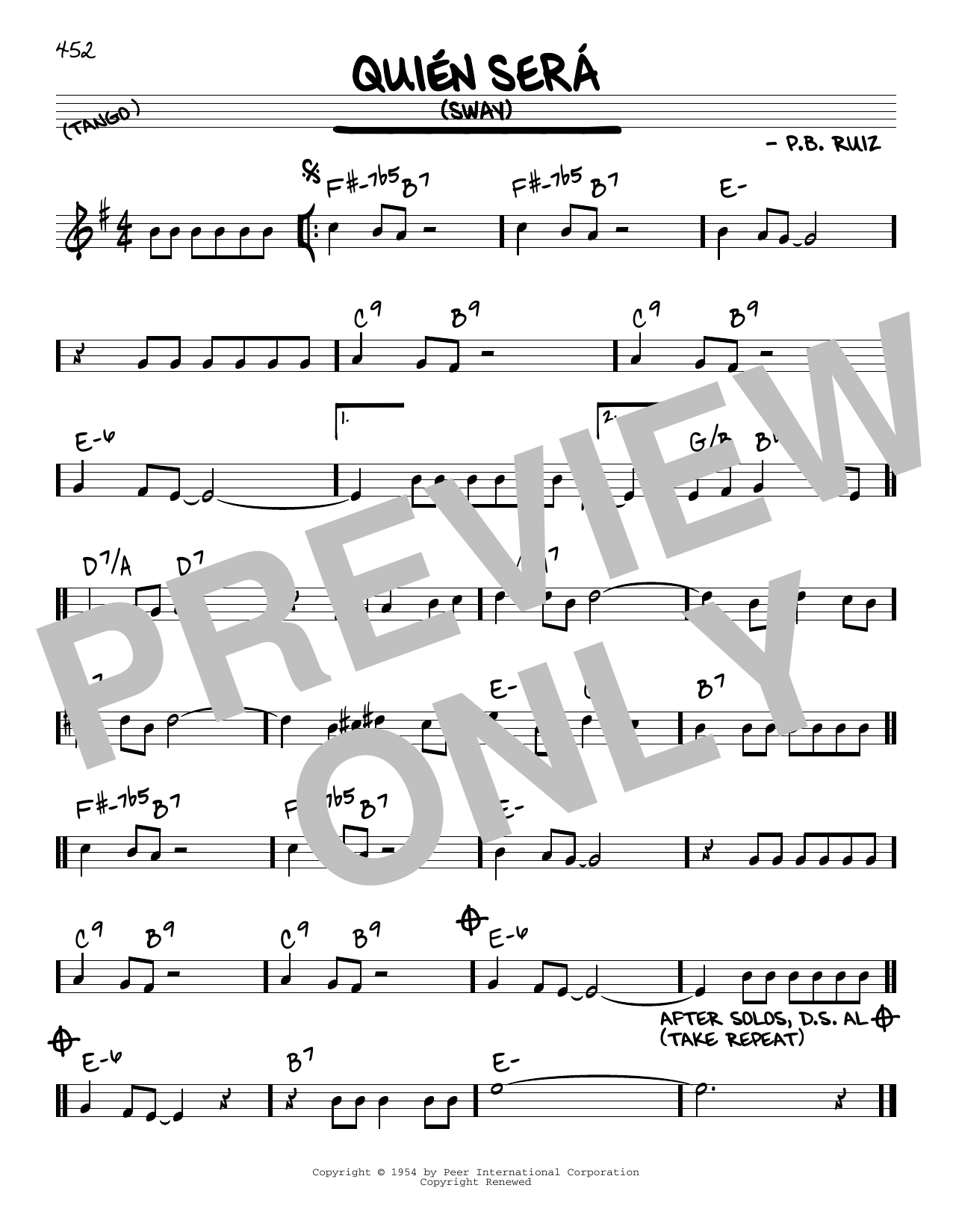 P.B. Ruiz Quien Sera Sheet Music Notes & Chords for Real Book – Melody & Chords - Download or Print PDF