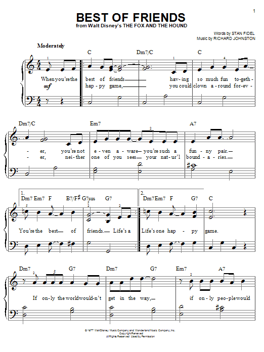 Stan Fidel Best Of Friends Sheet Music Notes & Chords for Piano, Vocal & Guitar (Right-Hand Melody) - Download or Print PDF
