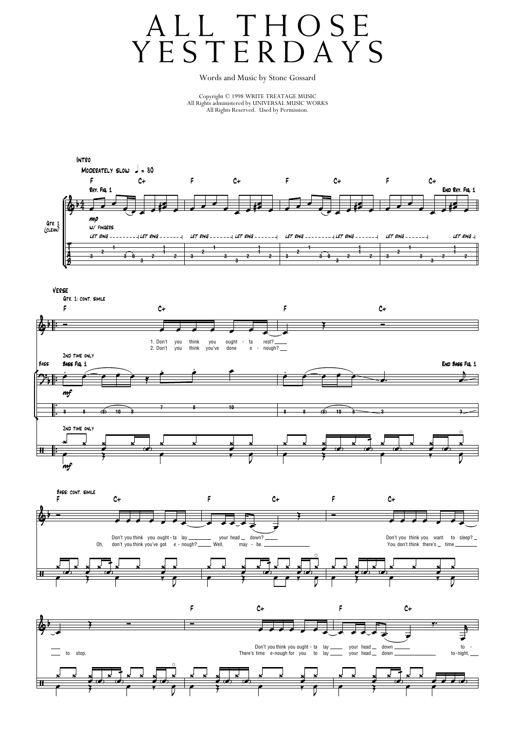 Pearl Jam All Those Yesterdays Sheet Music Notes & Chords for Transcribed Score - Download or Print PDF