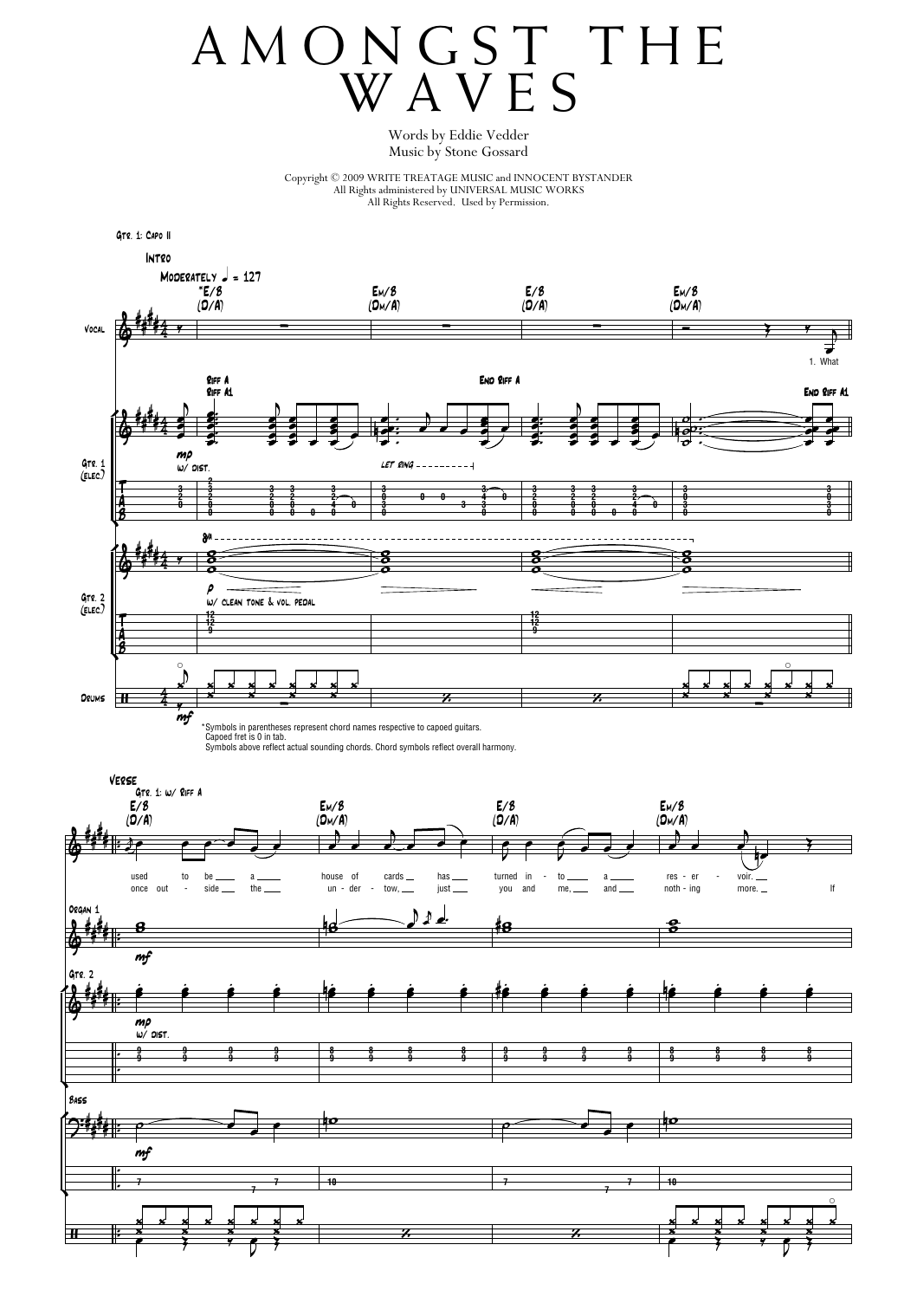 Pearl Jam Amongst The Waves Sheet Music Notes & Chords for Transcribed Score - Download or Print PDF