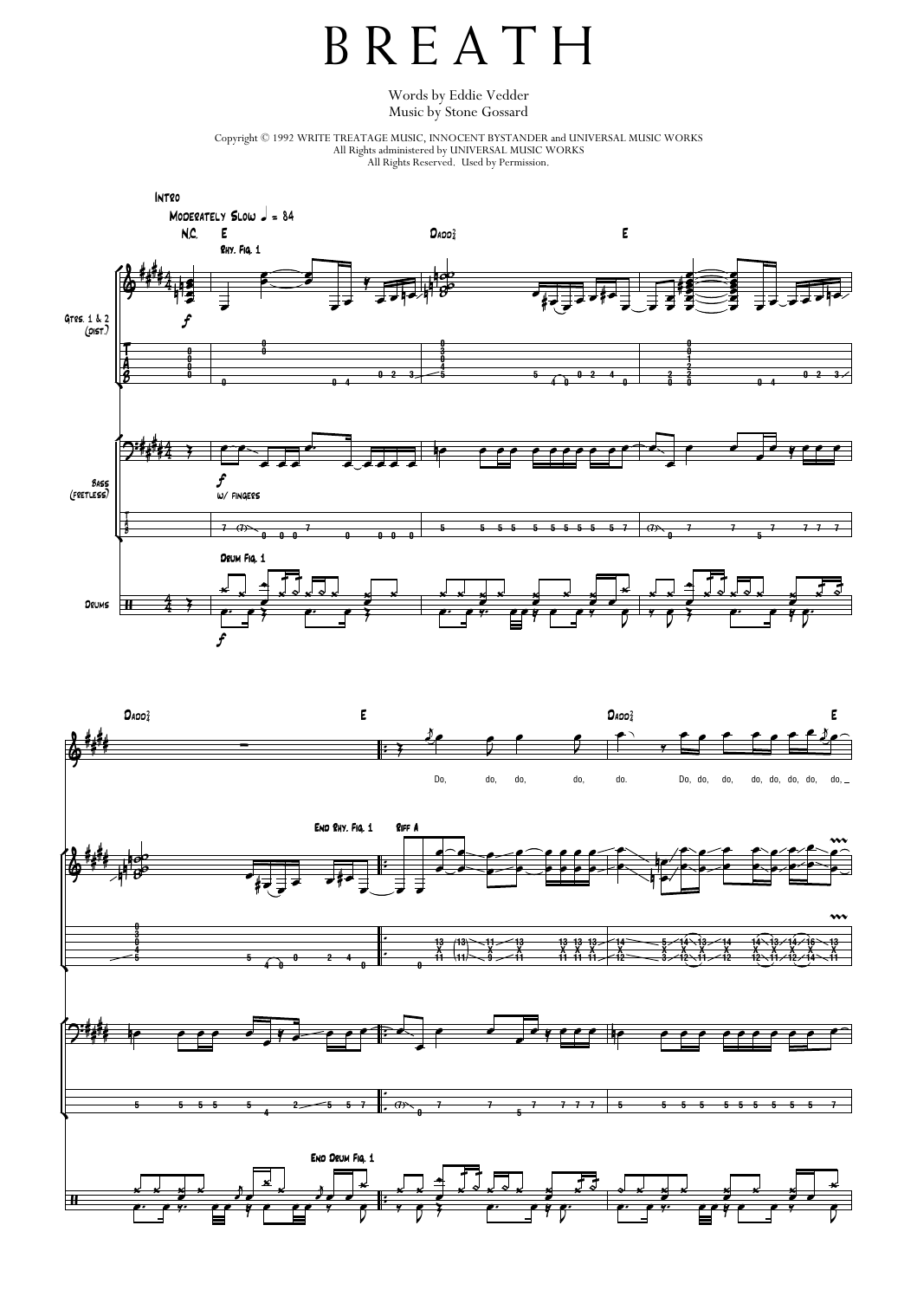 Pearl Jam Breath Sheet Music Notes & Chords for Transcribed Score - Download or Print PDF