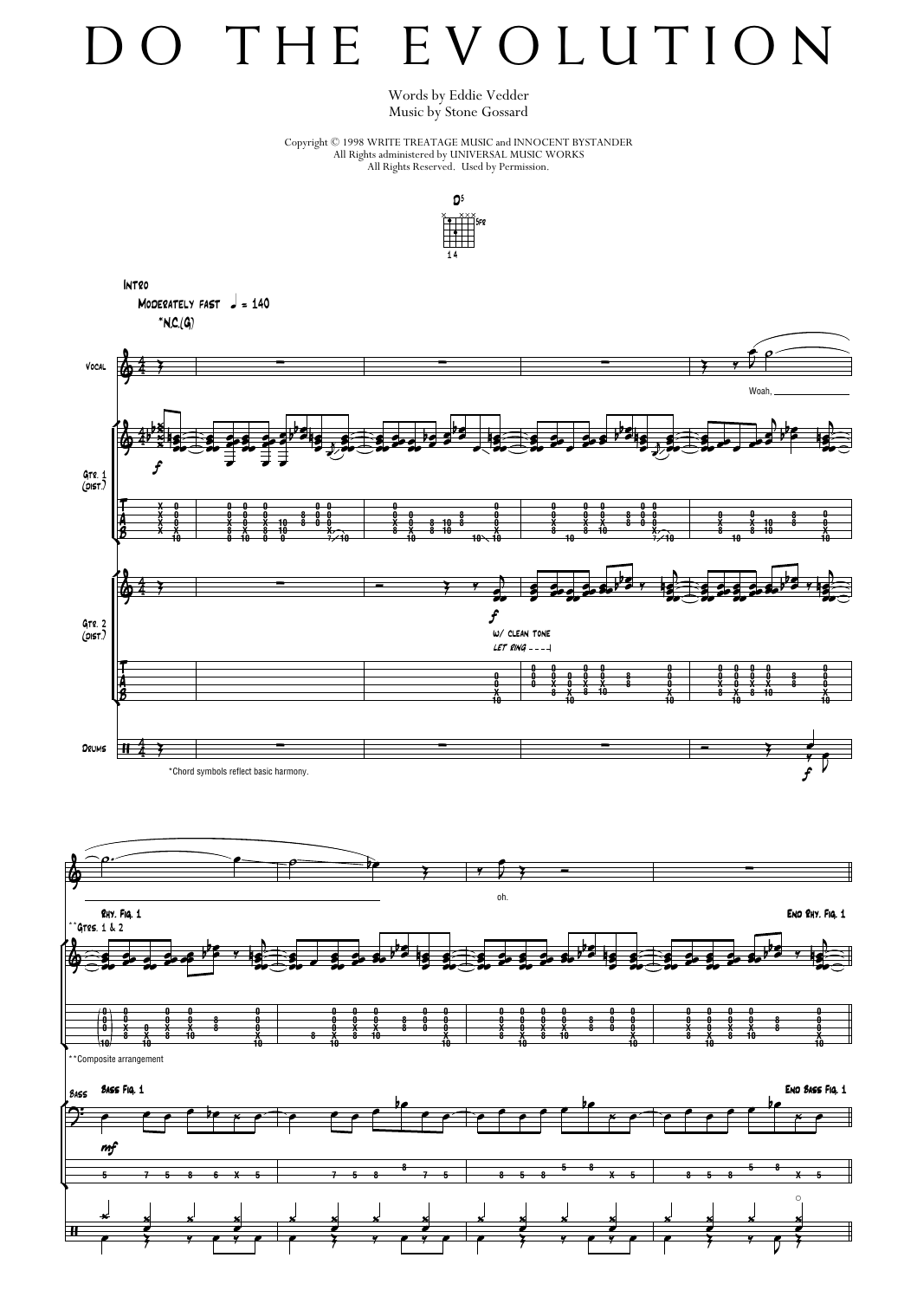Pearl Jam Do The Evolution Sheet Music Notes & Chords for Transcribed Score - Download or Print PDF