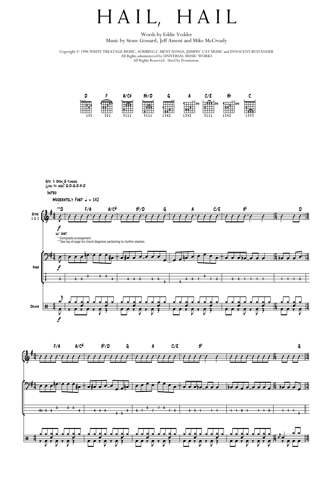 Pearl Jam Hail, Hail Sheet Music Notes & Chords for Transcribed Score - Download or Print PDF