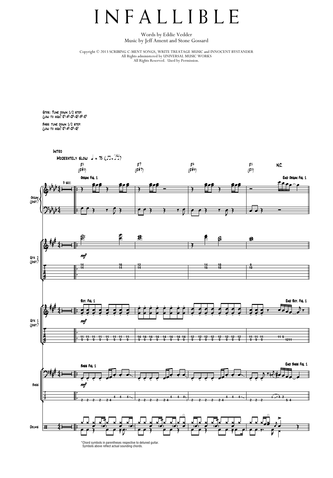 Pearl Jam Infallible Sheet Music Notes & Chords for Transcribed Score - Download or Print PDF
