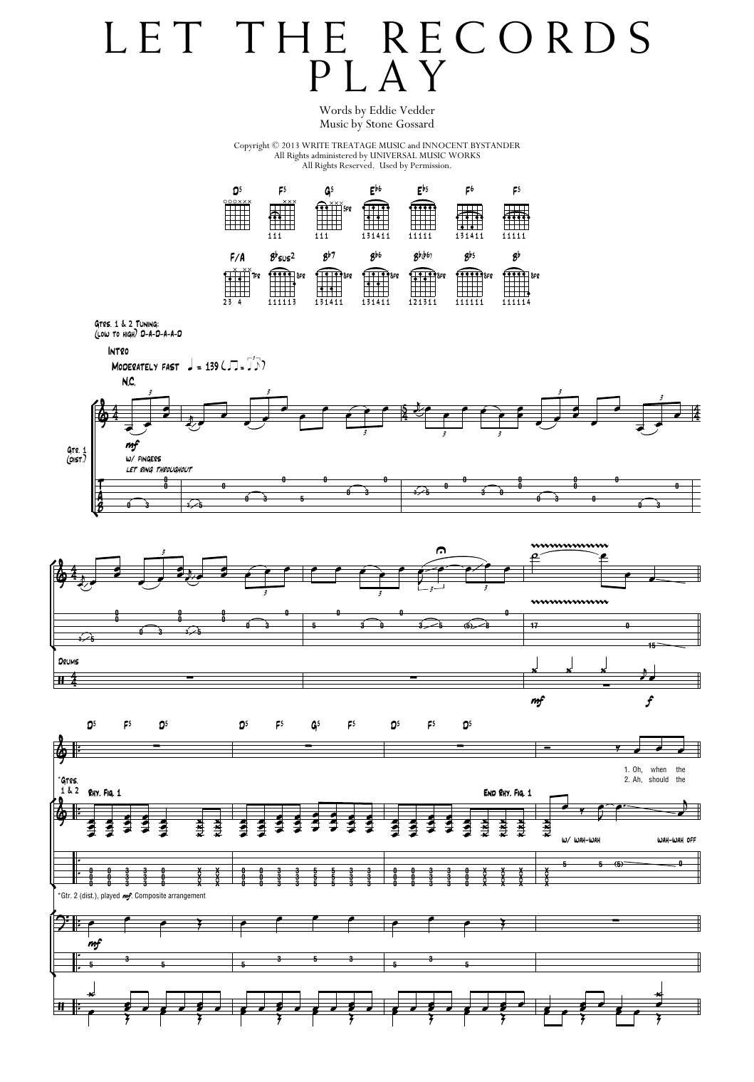 Pearl Jam Let The Records Play Sheet Music Notes & Chords for Transcribed Score - Download or Print PDF