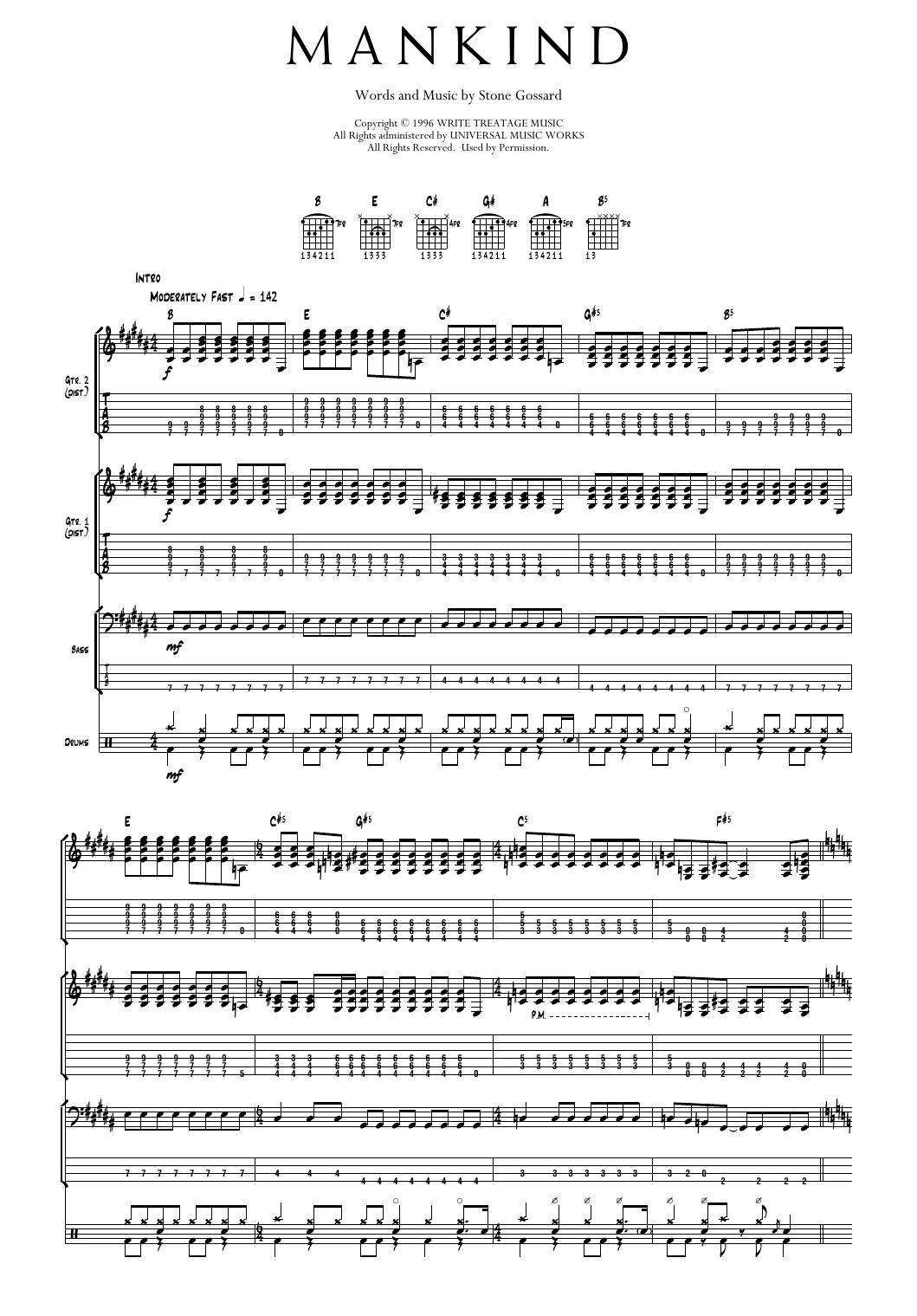 Pearl Jam Mankind Sheet Music Notes & Chords for Transcribed Score - Download or Print PDF