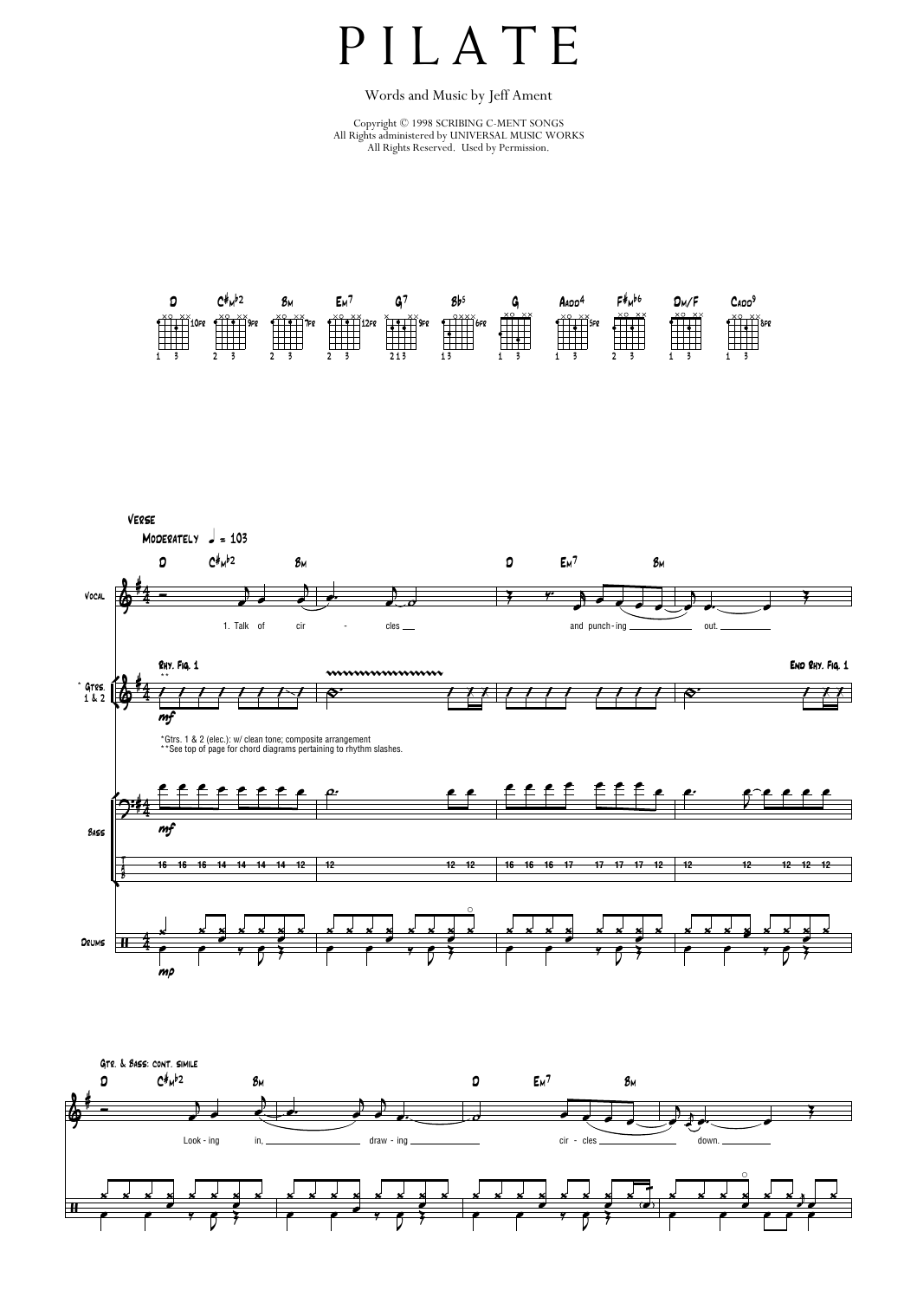 Pearl Jam Pilate Sheet Music Notes & Chords for Transcribed Score - Download or Print PDF