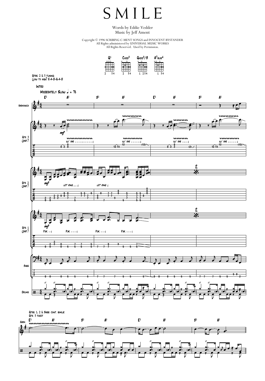 Pearl Jam Smile Sheet Music Notes & Chords for Transcribed Score - Download or Print PDF
