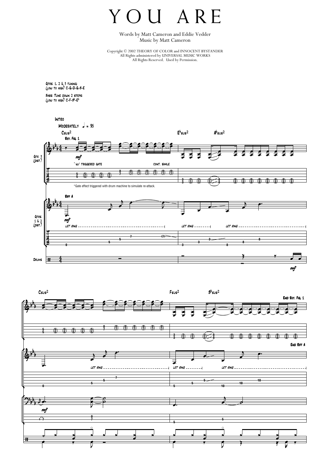 Pearl Jam You Are Sheet Music Notes & Chords for Transcribed Score - Download or Print PDF