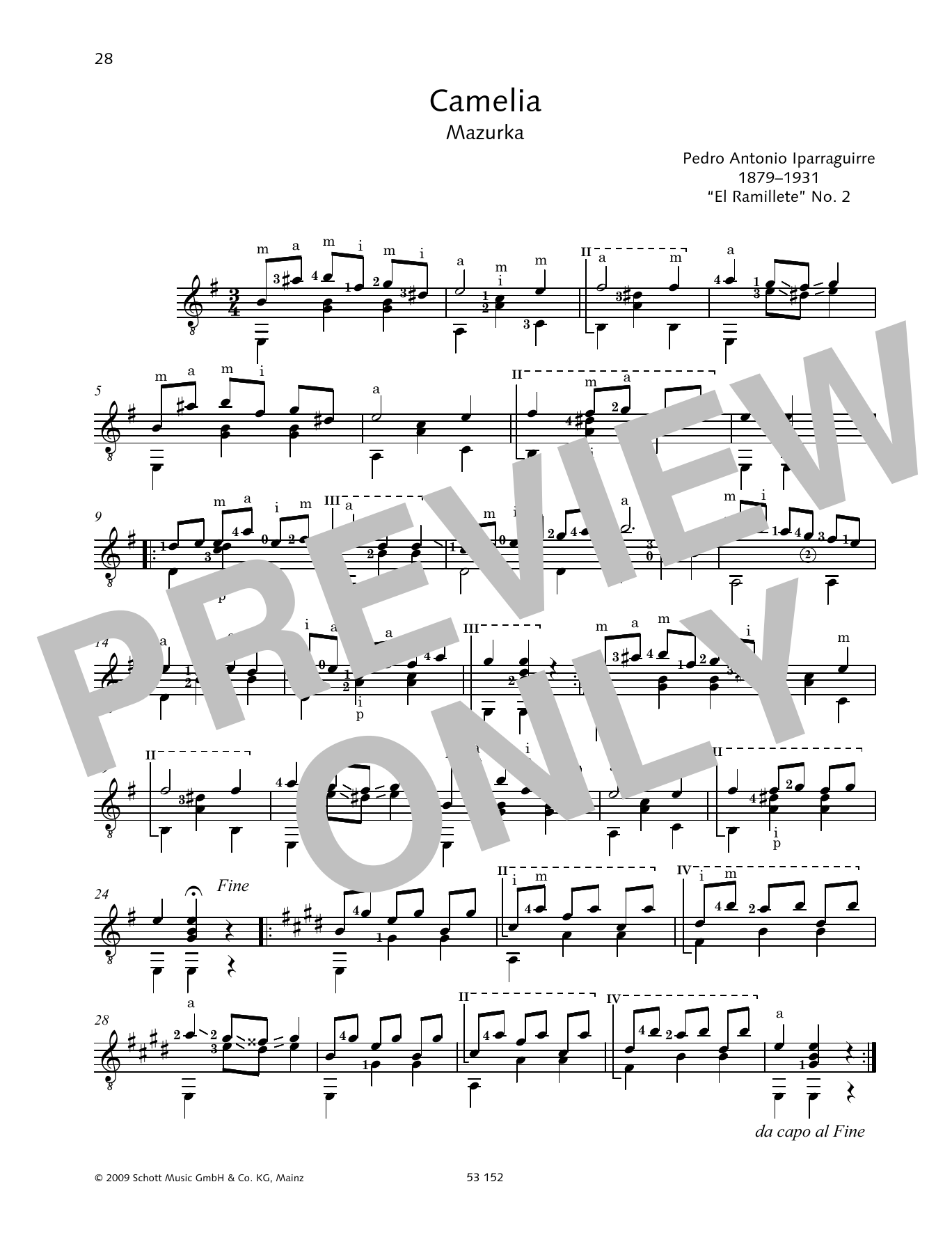 Pedro Antonio Iparraguirre Camelia Sheet Music Notes & Chords for Solo Guitar - Download or Print PDF