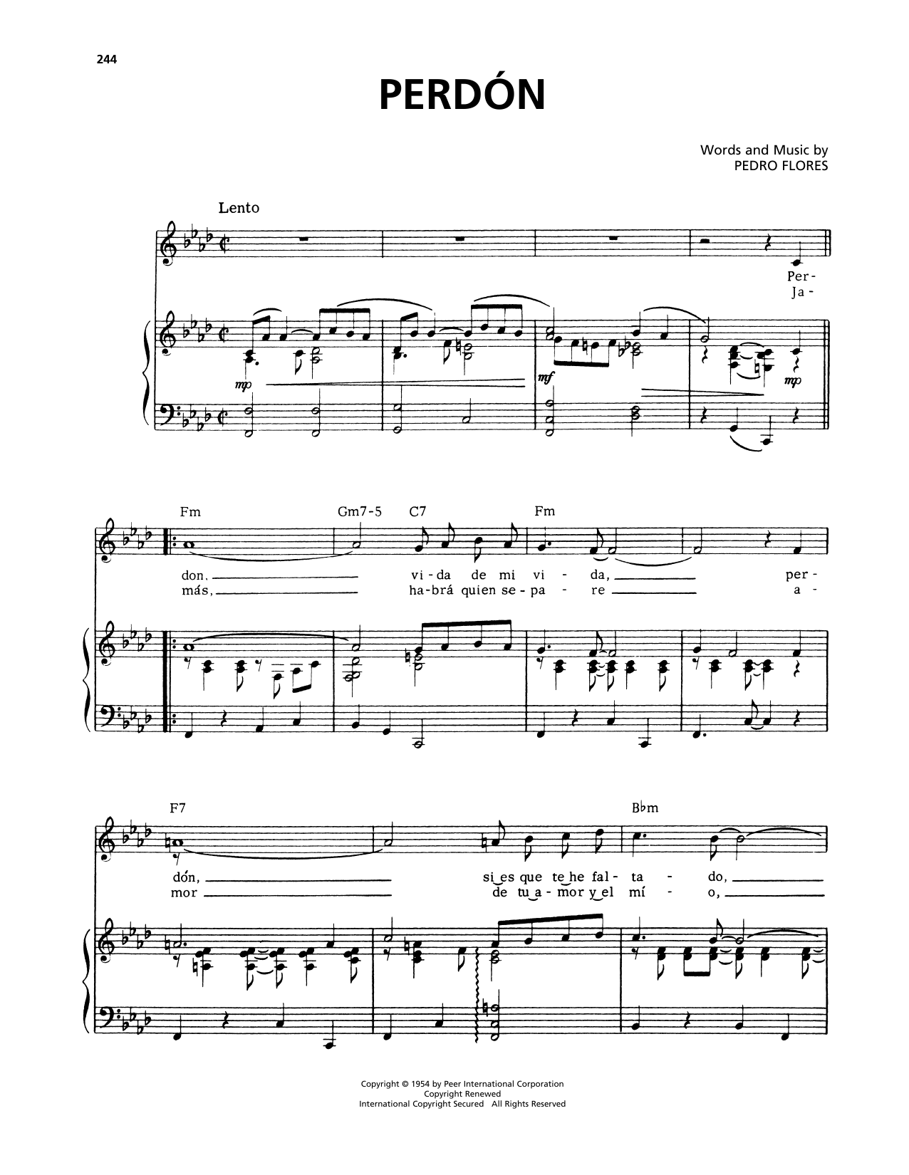 Pedro Flores Perdon Sheet Music Notes & Chords for Piano, Vocal & Guitar Chords (Right-Hand Melody) - Download or Print PDF Pedro Flores Perdon Sheet Music Notes & Chords for Piano, Vocal & Guitar Chords (Right-Hand Melody) - Download or Print PDF
