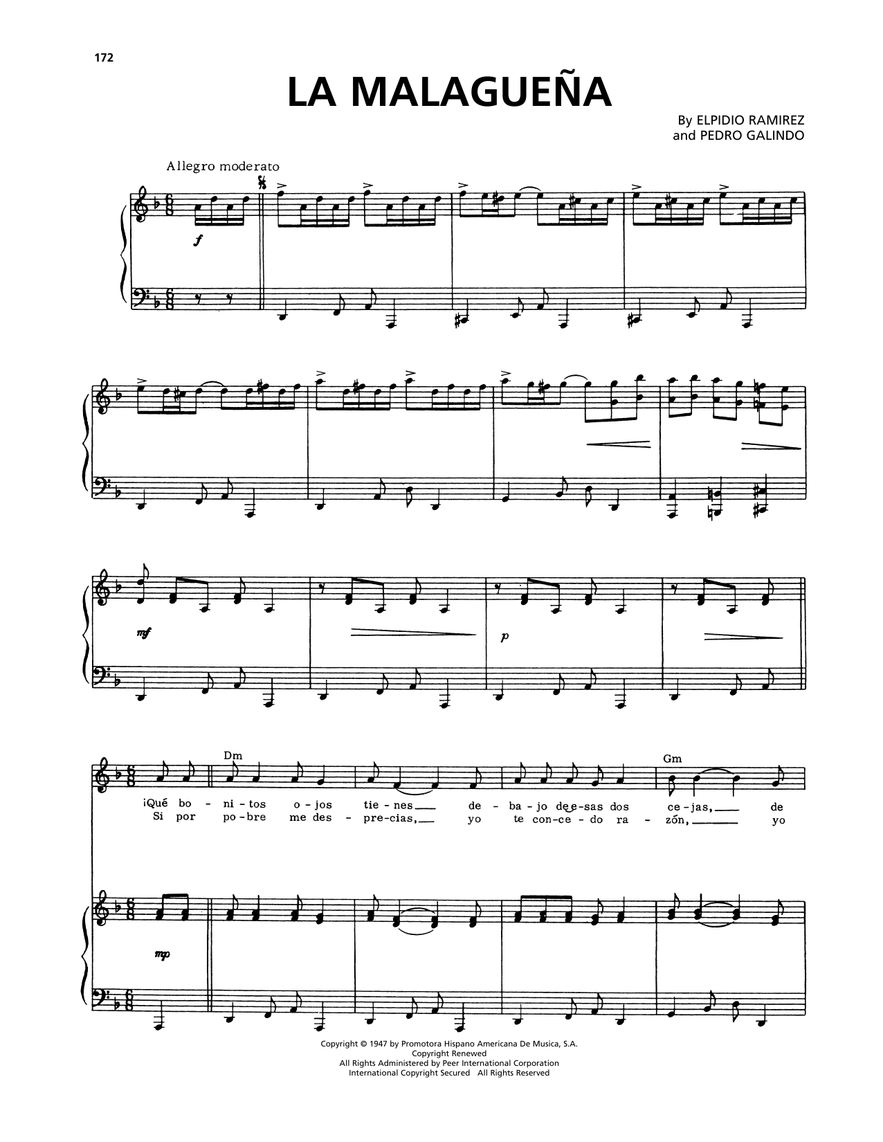 Pedro Galindo La Malaguena Sheet Music Notes & Chords for Piano, Vocal & Guitar Chords (Right-Hand Melody) - Download or Print PDF Pedro Galindo La Malaguena Sheet Music Notes & Chords for Piano, Vocal & Guitar Chords (Right-Hand Melody) - Download or Print PDF