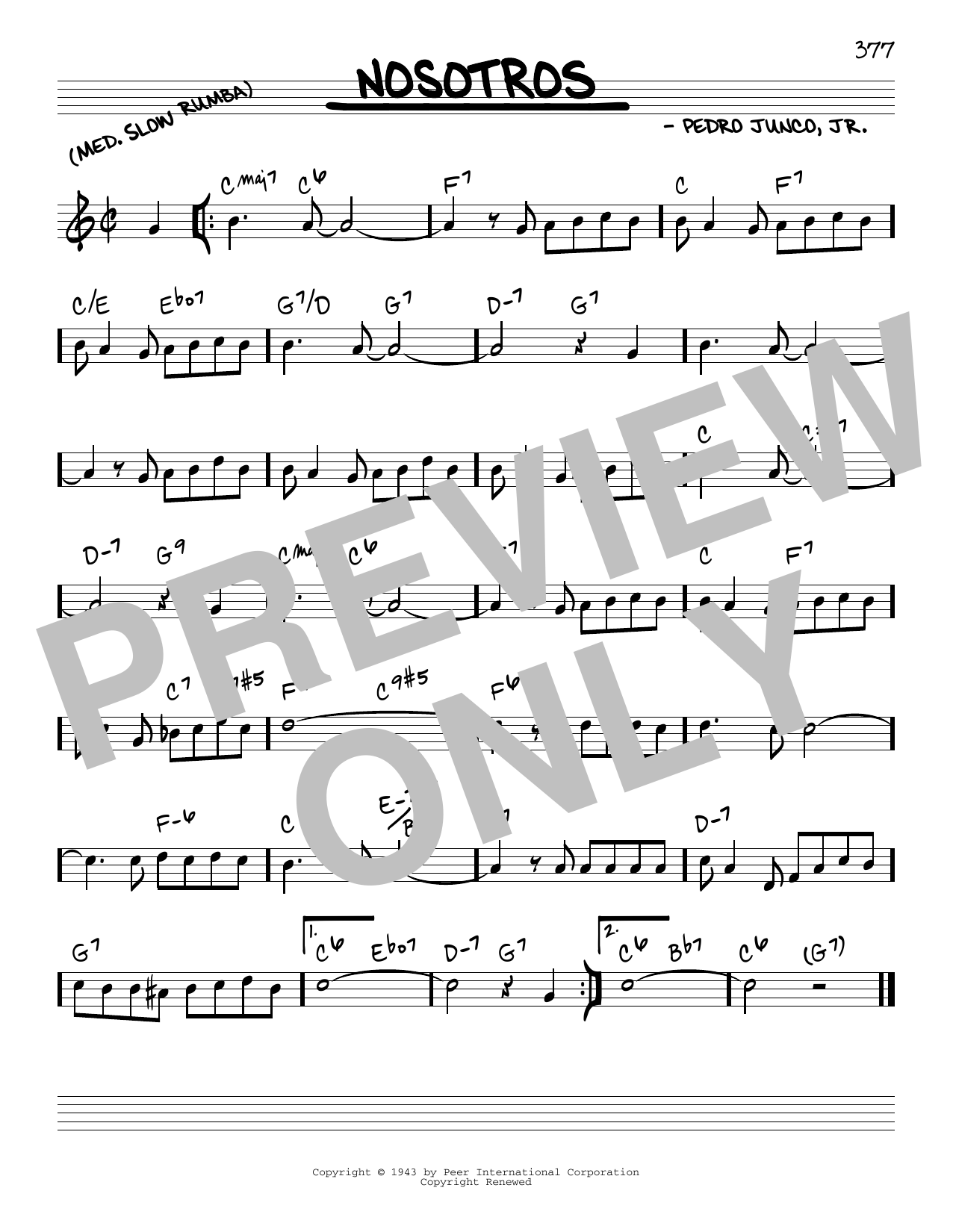 Pedro Junco, Jr. Nosotros Sheet Music Notes & Chords for Real Book – Melody & Chords - Download or Print PDF