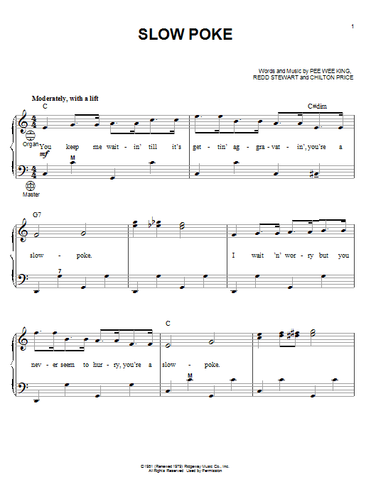 Pee Wee King Slow Poke Sheet Music Notes & Chords for Accordion - Download or Print PDF