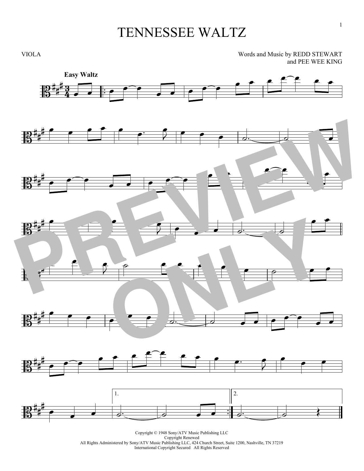 Pee Wee King Tennessee Waltz Sheet Music Notes & Chords for Melody Line, Lyrics & Chords - Download or Print PDF