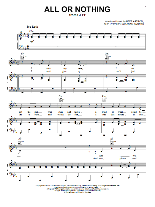 Peer Astrom All Or Nothing Sheet Music Notes & Chords for Piano, Vocal & Guitar (Right-Hand Melody) - Download or Print PDF