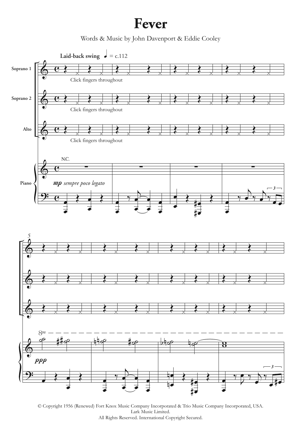 Peggy Lee Fever (arr. Berty Rice) Sheet Music Notes & Chords for Choir - Download or Print PDF