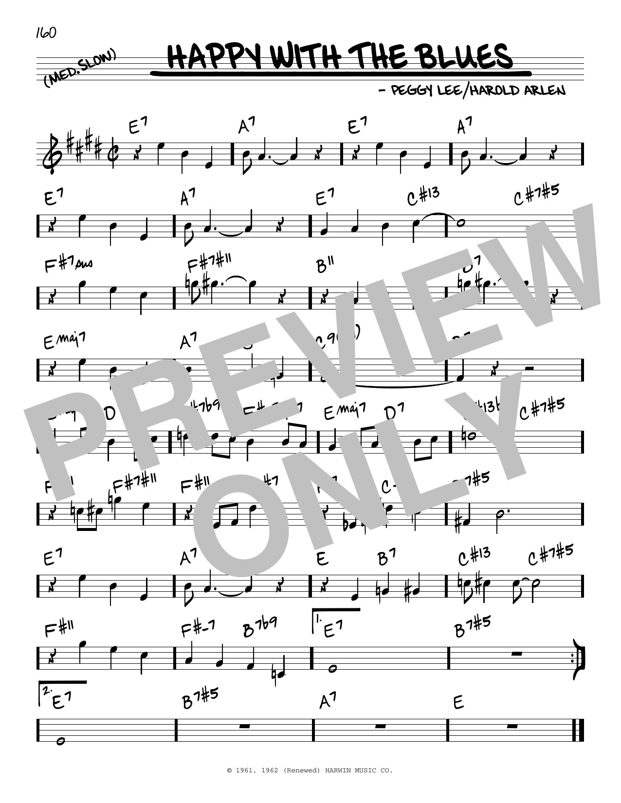 Peggy Lee Happy With The Blues Sheet Music Notes & Chords for Real Book – Melody & Chords - Download or Print PDF