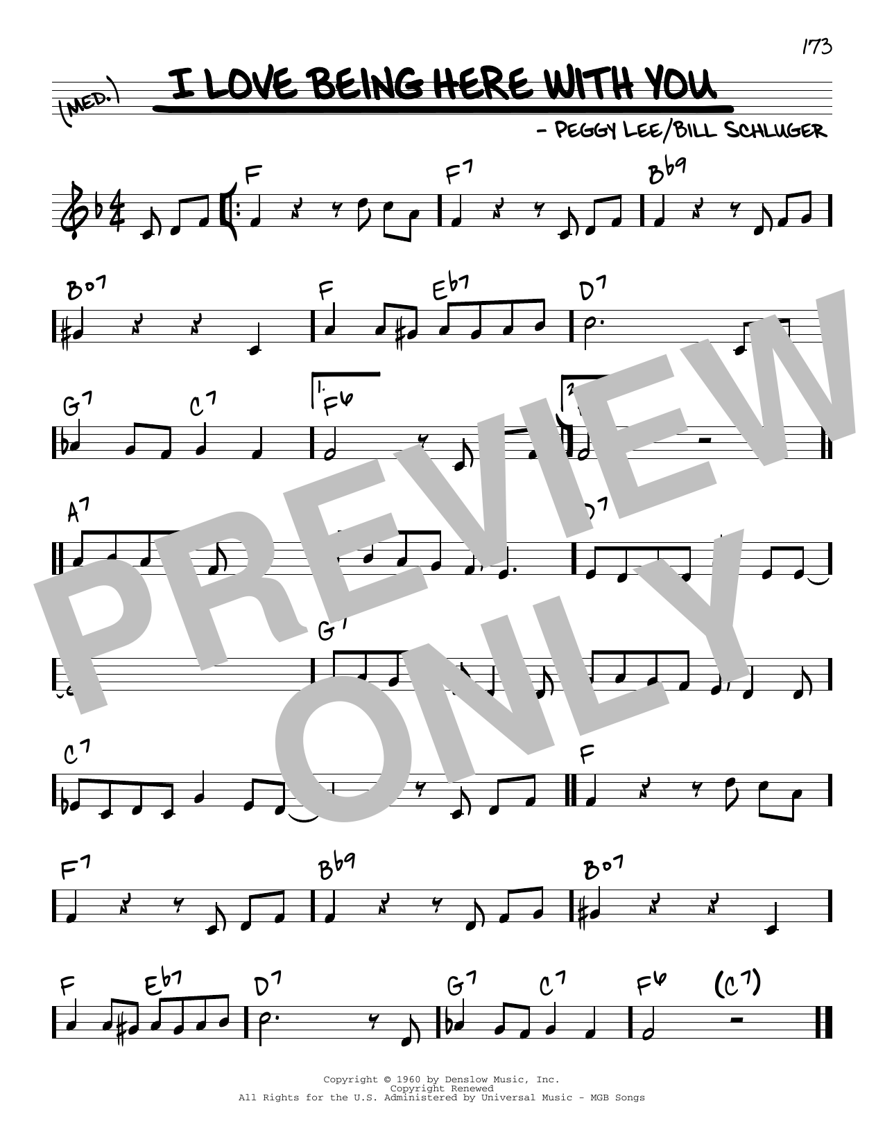 Peggy Lee I Love Being Here With You Sheet Music Notes & Chords for Real Book – Melody & Chords - Download or Print PDF