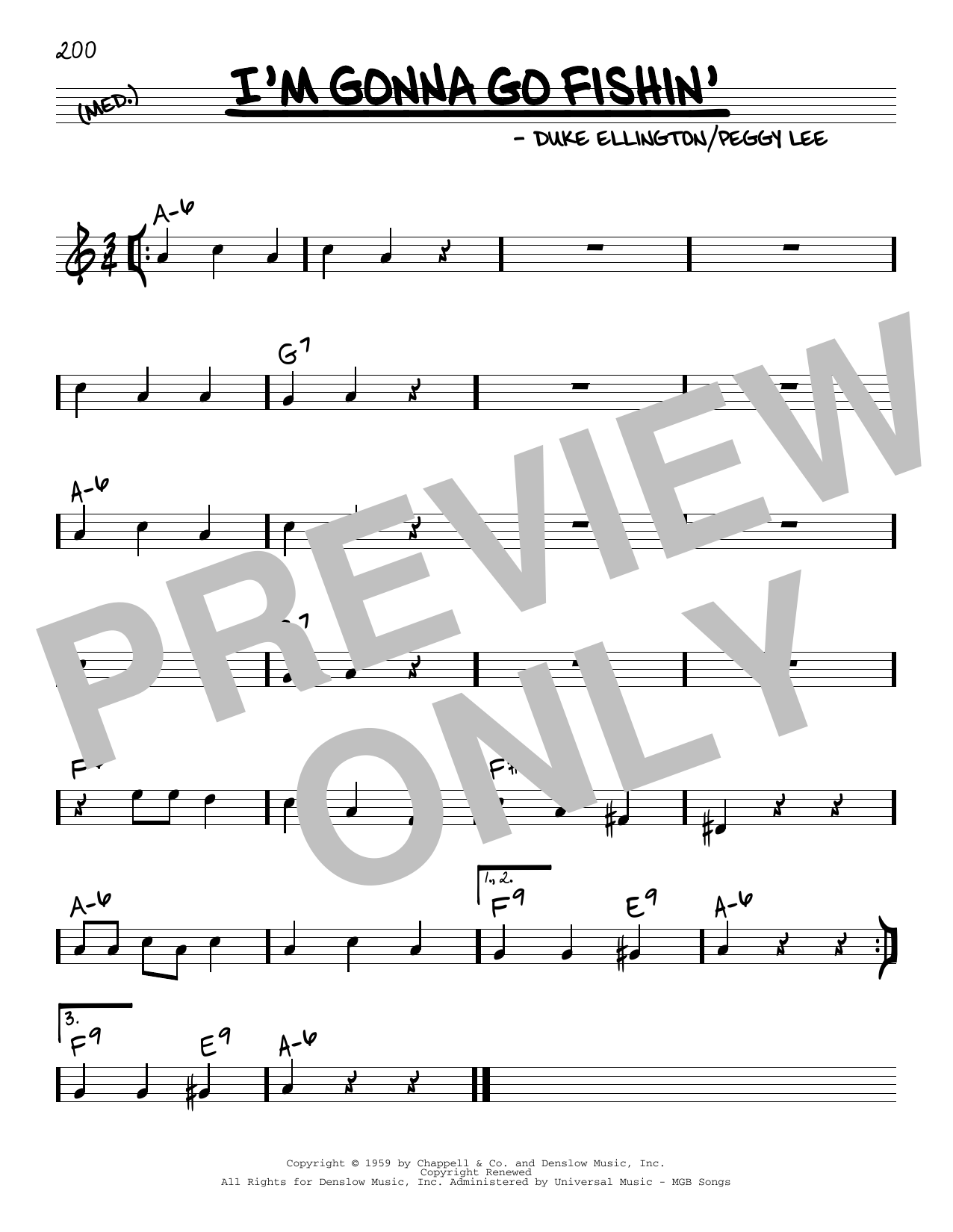 Peggy Lee I'm Gonna Go Fishin' Sheet Music Notes & Chords for Real Book – Melody & Chords - Download or Print PDF Peggy Lee I'm Gonna Go Fishin' Sheet Music Notes & Chords for Real Book – Melody & Chords - Download or Print PDF