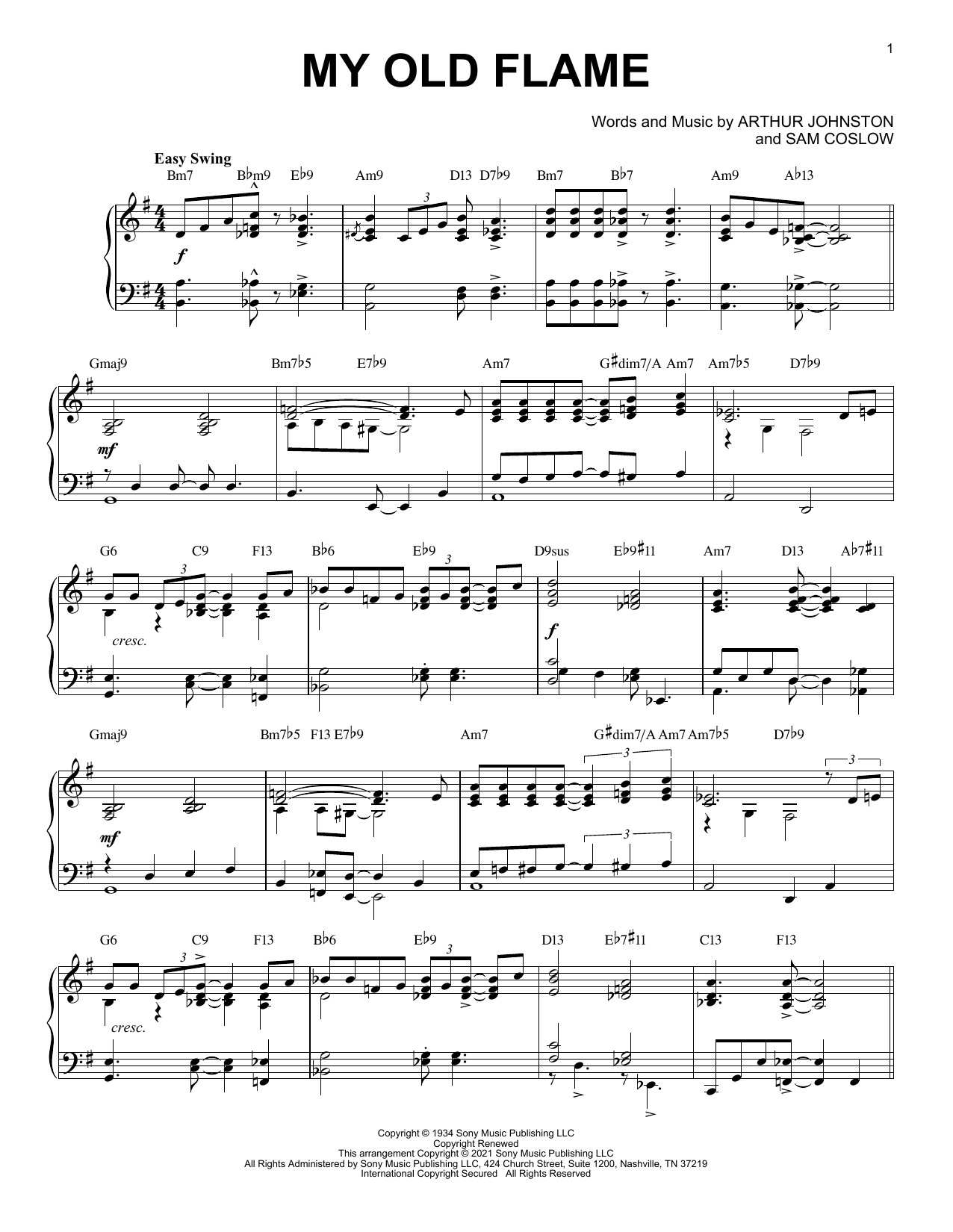 Peggy Lee My Old Flame [Jazz version] (arr. Brent Edstrom) Sheet Music Notes & Chords for Piano Solo - Download or Print PDF