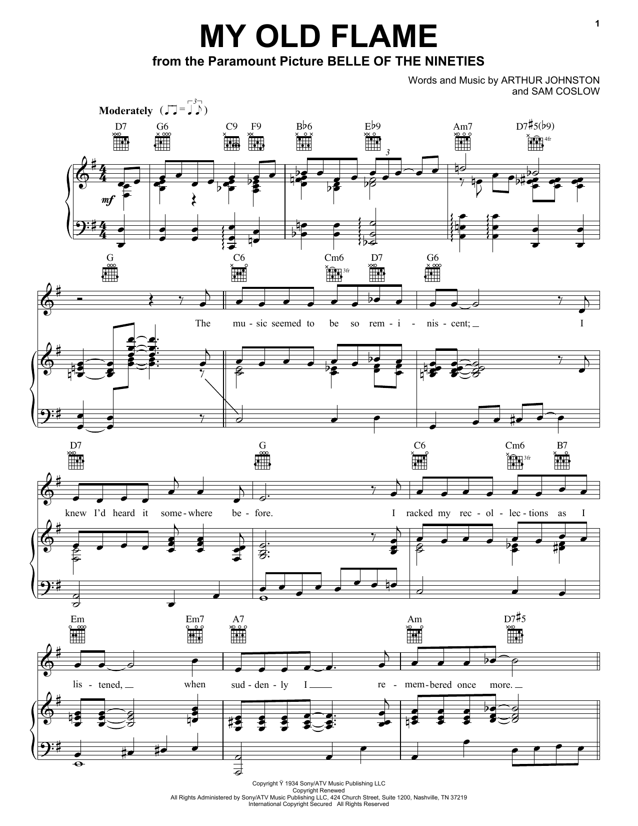 Peggy Lee My Old Flame Sheet Music Notes & Chords for Easy Guitar Tab - Download or Print PDF