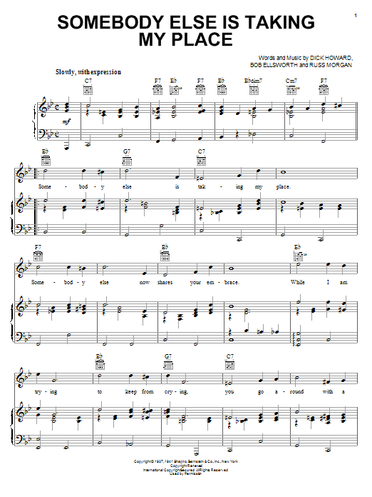Peggy Lee Somebody Else Is Taking My Place Sheet Music Notes & Chords for Easy Piano - Download or Print PDF