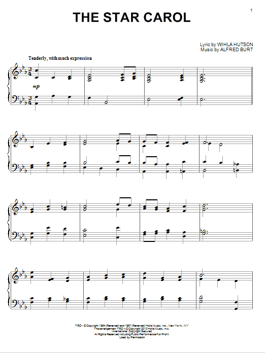 Peggy Lee The Star Carol Sheet Music Notes & Chords for Lyrics & Chords - Download or Print PDF
