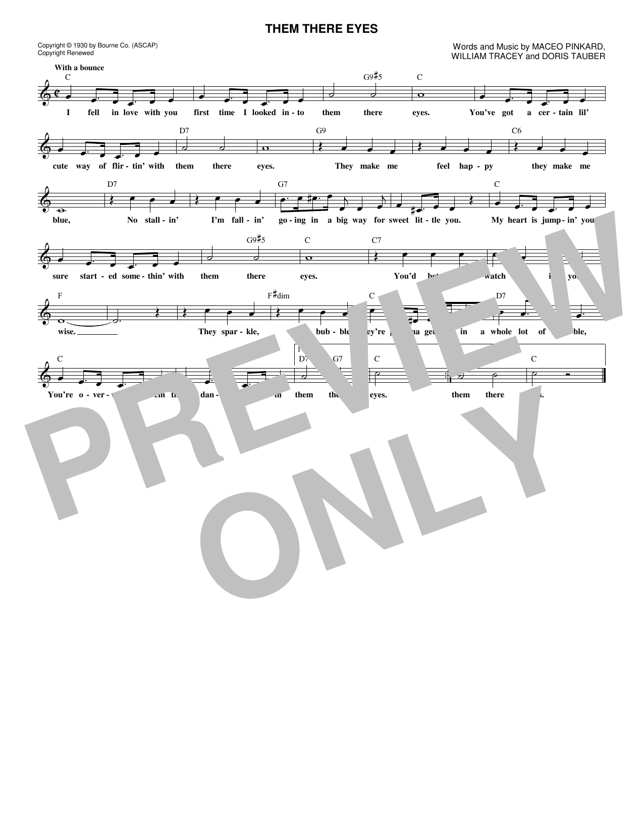 Peggy Lee Them There Eyes Sheet Music Notes & Chords for Melody Line, Lyrics & Chords - Download or Print PDF
