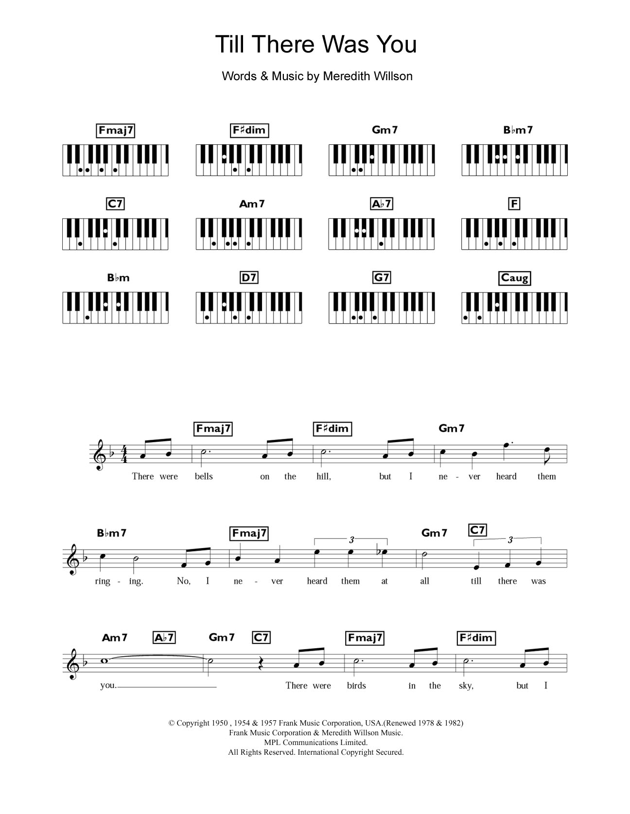 Peggy Lee Till There Was You (from The Music Man) Sheet Music Notes & Chords for Piano Chords/Lyrics - Download or Print PDF