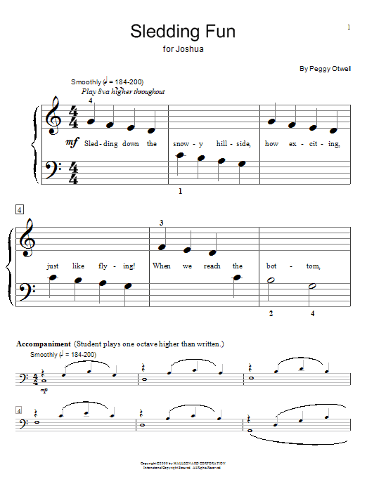 Peggy Otwell Sledding Fun Sheet Music Notes & Chords for Educational Piano - Download or Print PDF