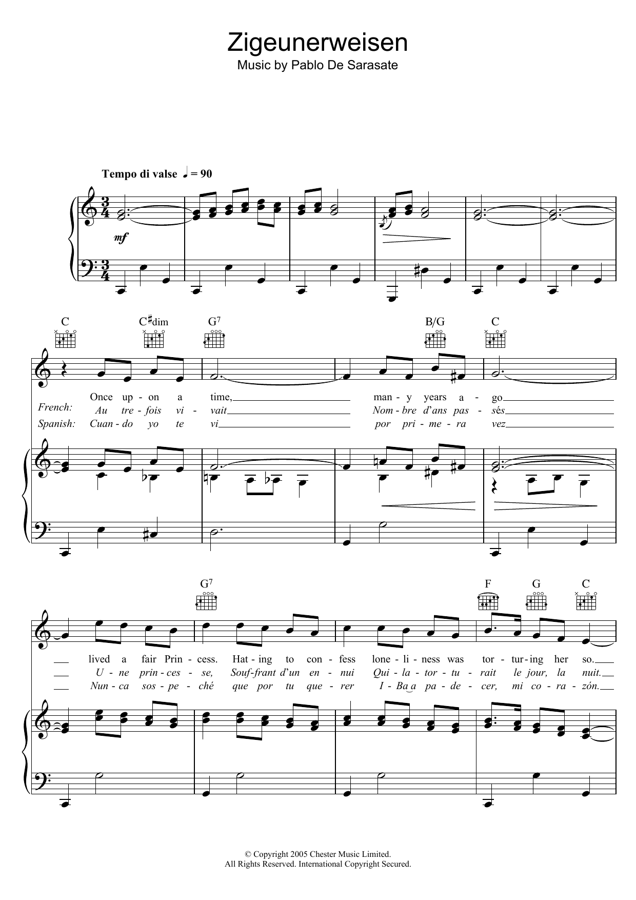 Peggy Wood Zigeunerweisen Sheet Music Notes & Chords for Piano, Vocal & Guitar (Right-Hand Melody) - Download or Print PDF