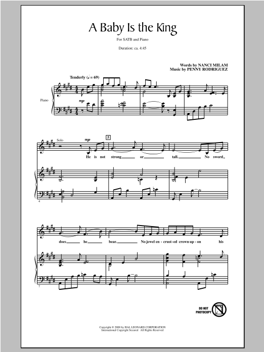 Penny Rodriguez A Baby Is The King Sheet Music Notes & Chords for SATB - Download or Print PDF