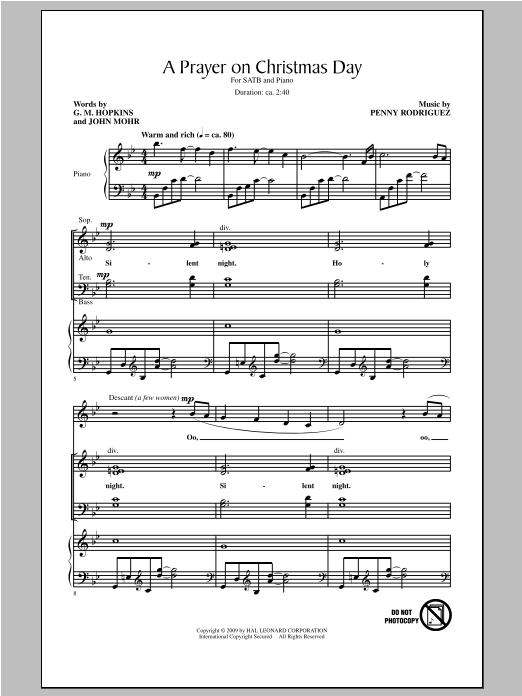Penny Rodriguez A Prayer On Christmas Day Sheet Music Notes & Chords for SATB - Download or Print PDF