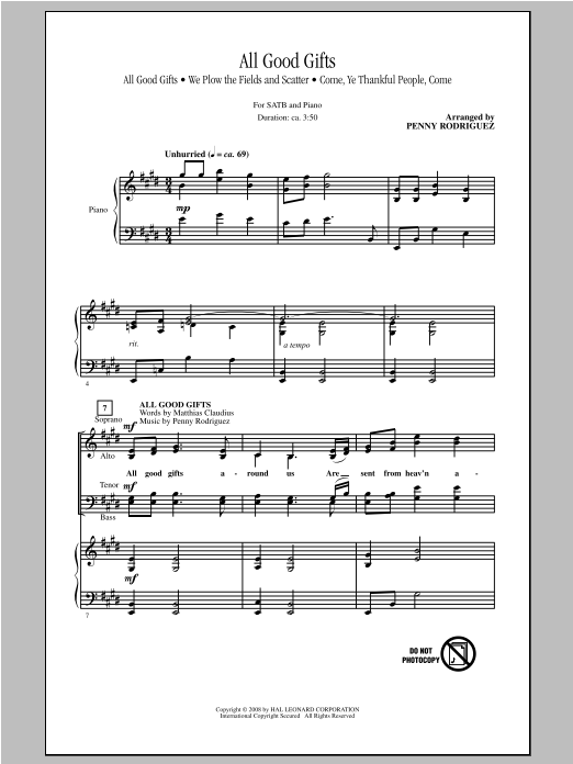 Penny Rodriguez All Good Gifts (Medley) Sheet Music Notes & Chords for SATB - Download or Print PDF