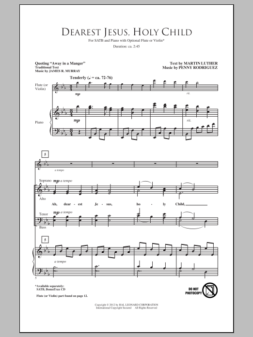 Penny Rodriguez Dearest Jesus, Holy Child Sheet Music Notes & Chords for SATB - Download or Print PDF