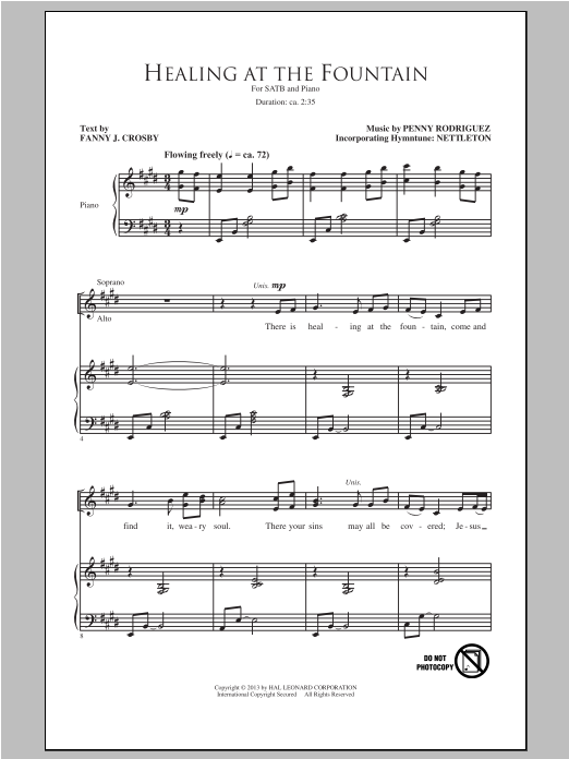 Penny Rodriguez Healing At The Fountain Sheet Music Notes & Chords for SATB - Download or Print PDF