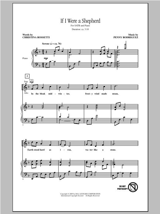 Penny Rodriguez If I Were A Shepherd Sheet Music Notes & Chords for SATB - Download or Print PDF