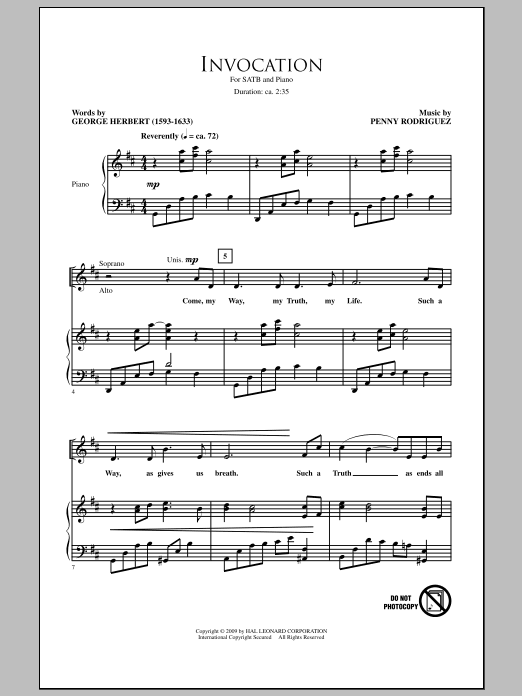 Penny Rodriguez Invocation Sheet Music Notes & Chords for SATB - Download or Print PDF
