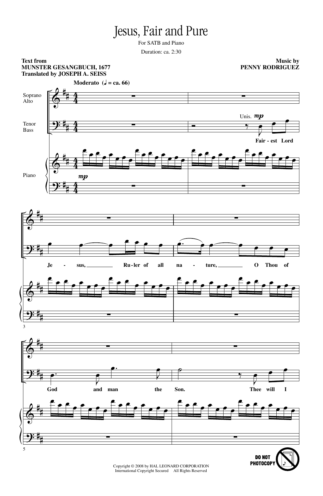 Penny Rodriguez Jesus, Fair And Pure Sheet Music Notes & Chords for SATB - Download or Print PDF