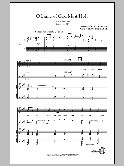 Penny Rodriguez O Lamb Of God Most Holy Sheet Music Notes & Chords for SATB - Download or Print PDF