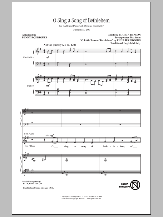Penny Rodriguez O Sing A Song Of Bethlehem Sheet Music Notes & Chords for SATB - Download or Print PDF