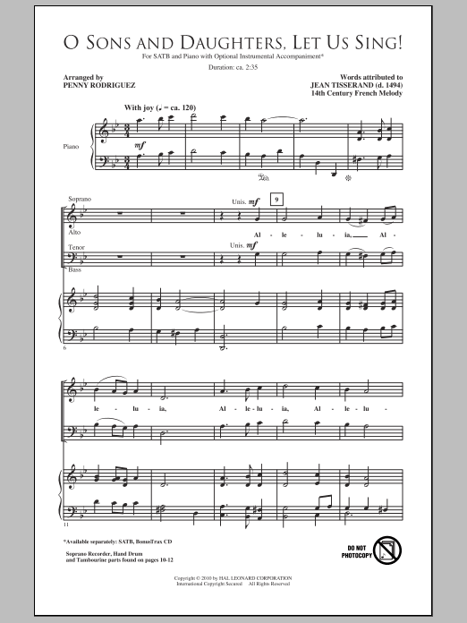 Penny Rodriguez O Sons And Daughters, Let Us Sing! Sheet Music Notes & Chords for SATB - Download or Print PDF