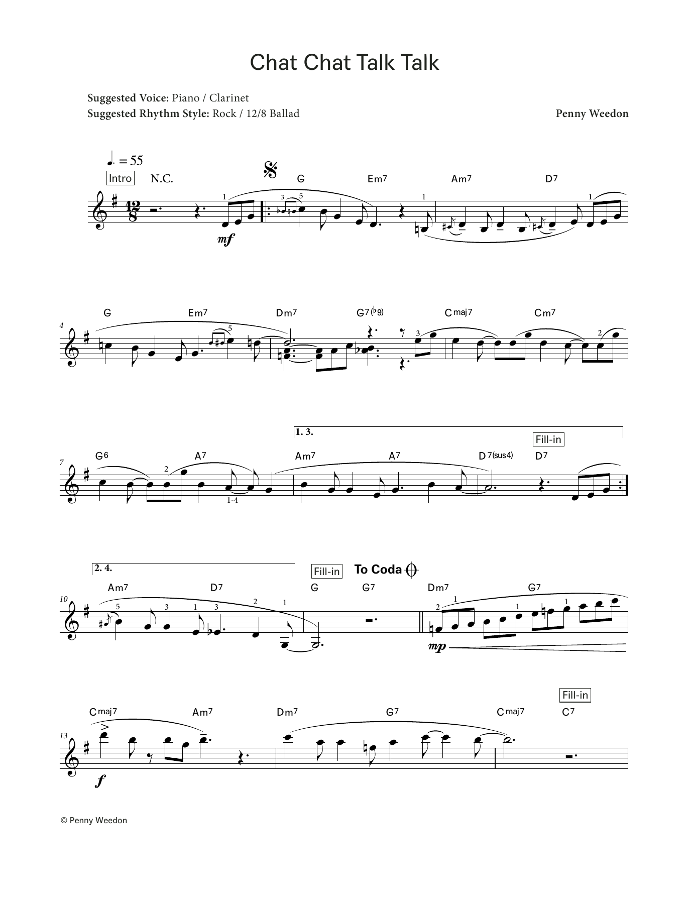 Penny Weedon Chat Chat Talk Talk (LCME Electronic Keyboard Grade 6 List C) Sheet Music Notes & Chords for Piano Solo - Download or Print PDF