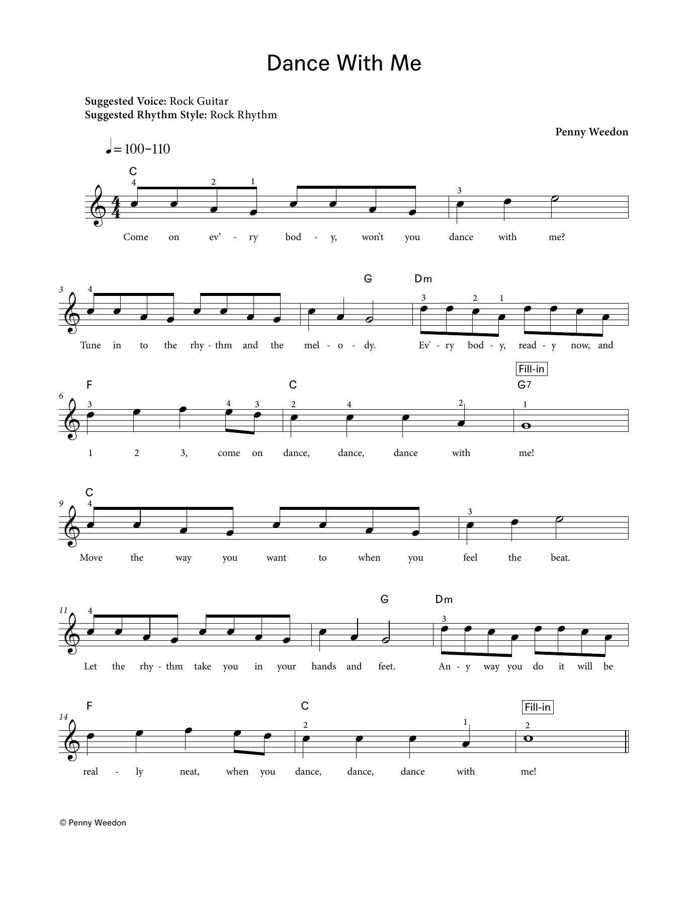 Penny Weedon Dance With Me (LCME Electronic Keyboard Grade 1 List B) Sheet Music Notes & Chords for Piano Solo - Download or Print PDF