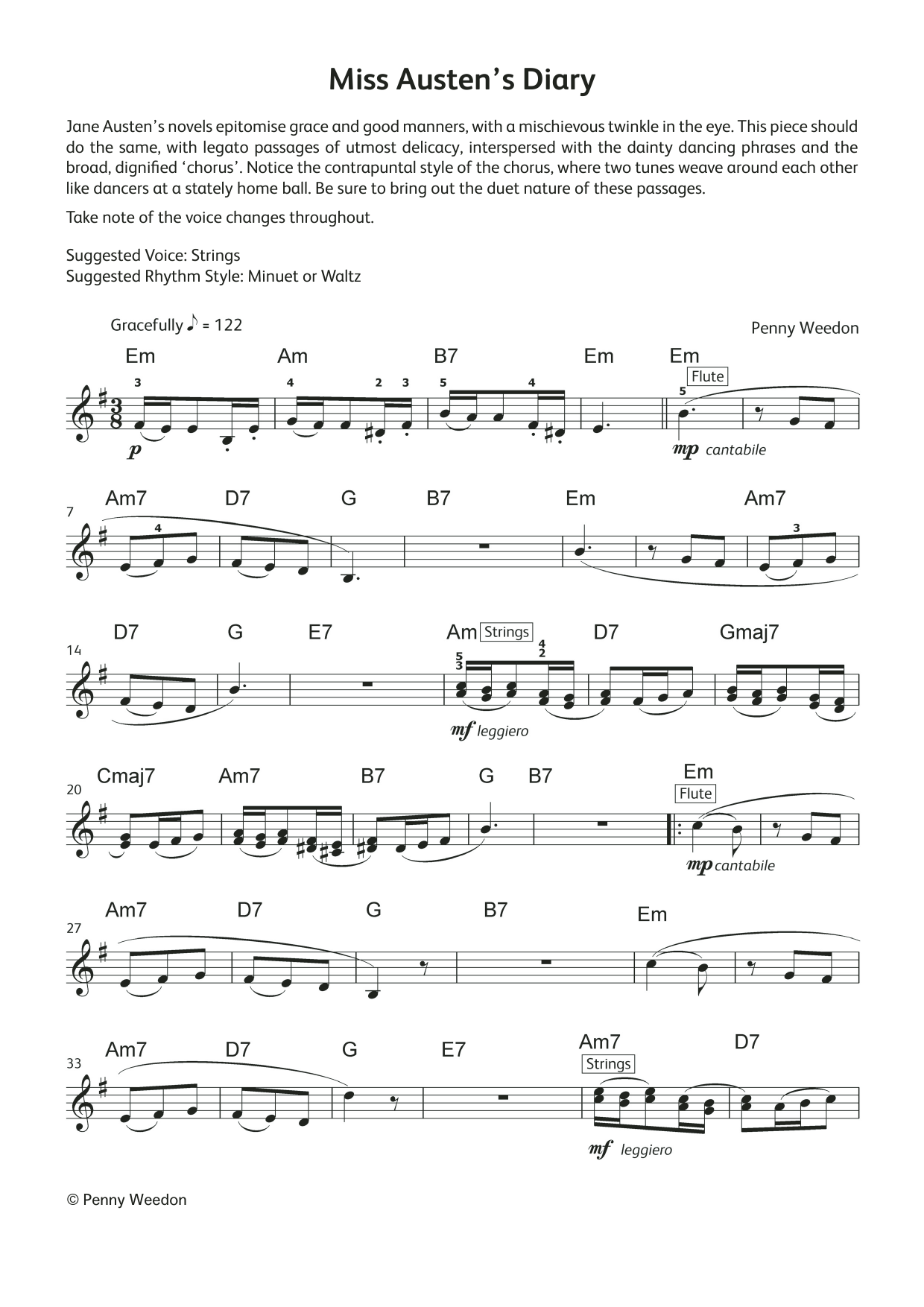 Penny Weedon Miss Austen's Diary (LCME Electronic Keyboard Grade 5 List B & C) Sheet Music Notes & Chords for Piano Solo - Download or Print PDF