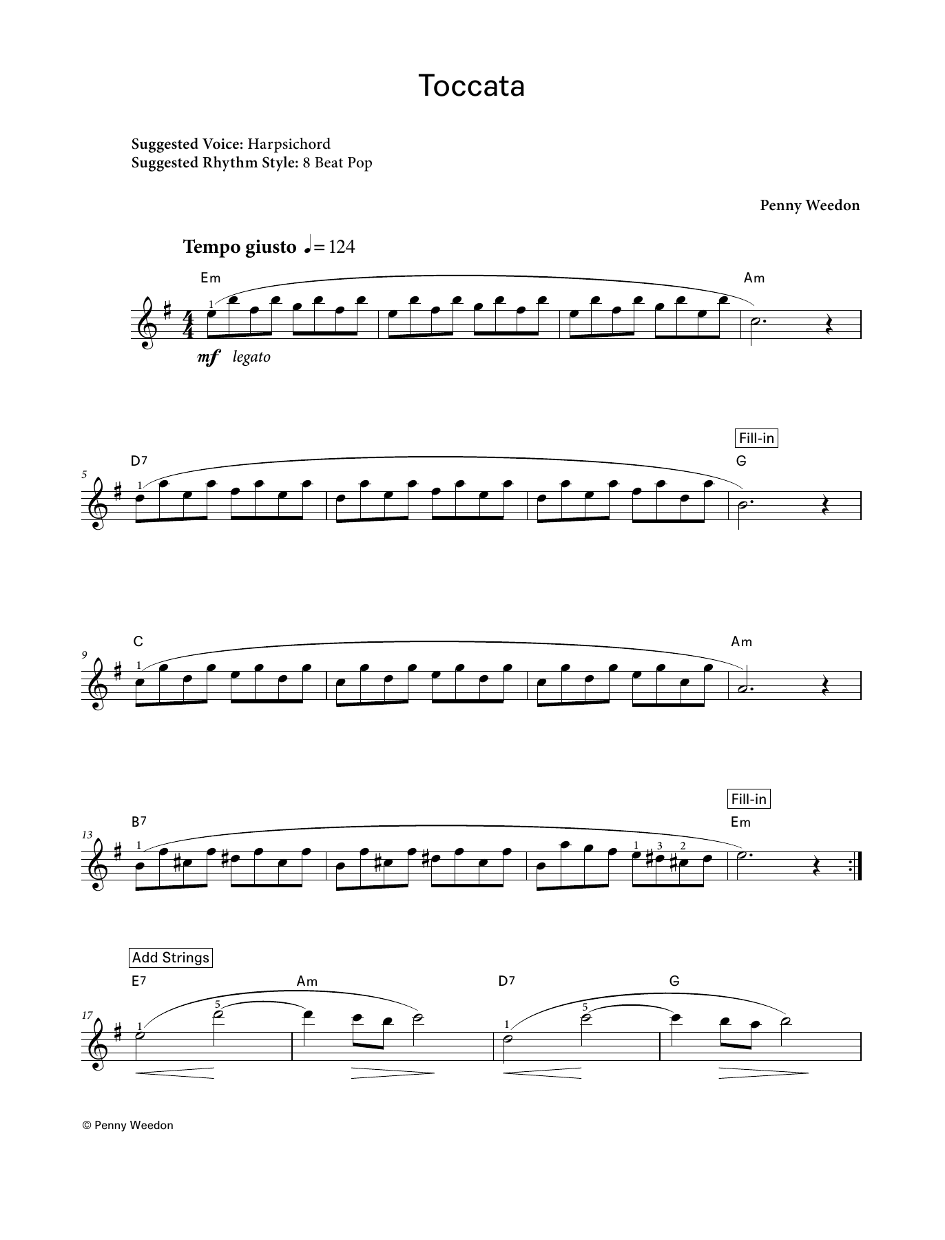 Penny Weedon Toccata (LCME Electronic Keyboard Grade 4 List C) Sheet Music Notes & Chords for Piano Solo - Download or Print PDF