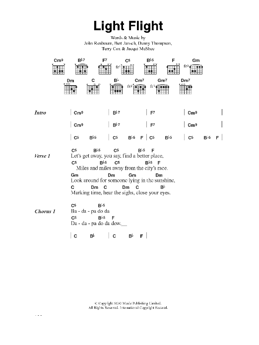 Pentangle Light Flight Sheet Music Notes & Chords for Lyrics & Chords - Download or Print PDF