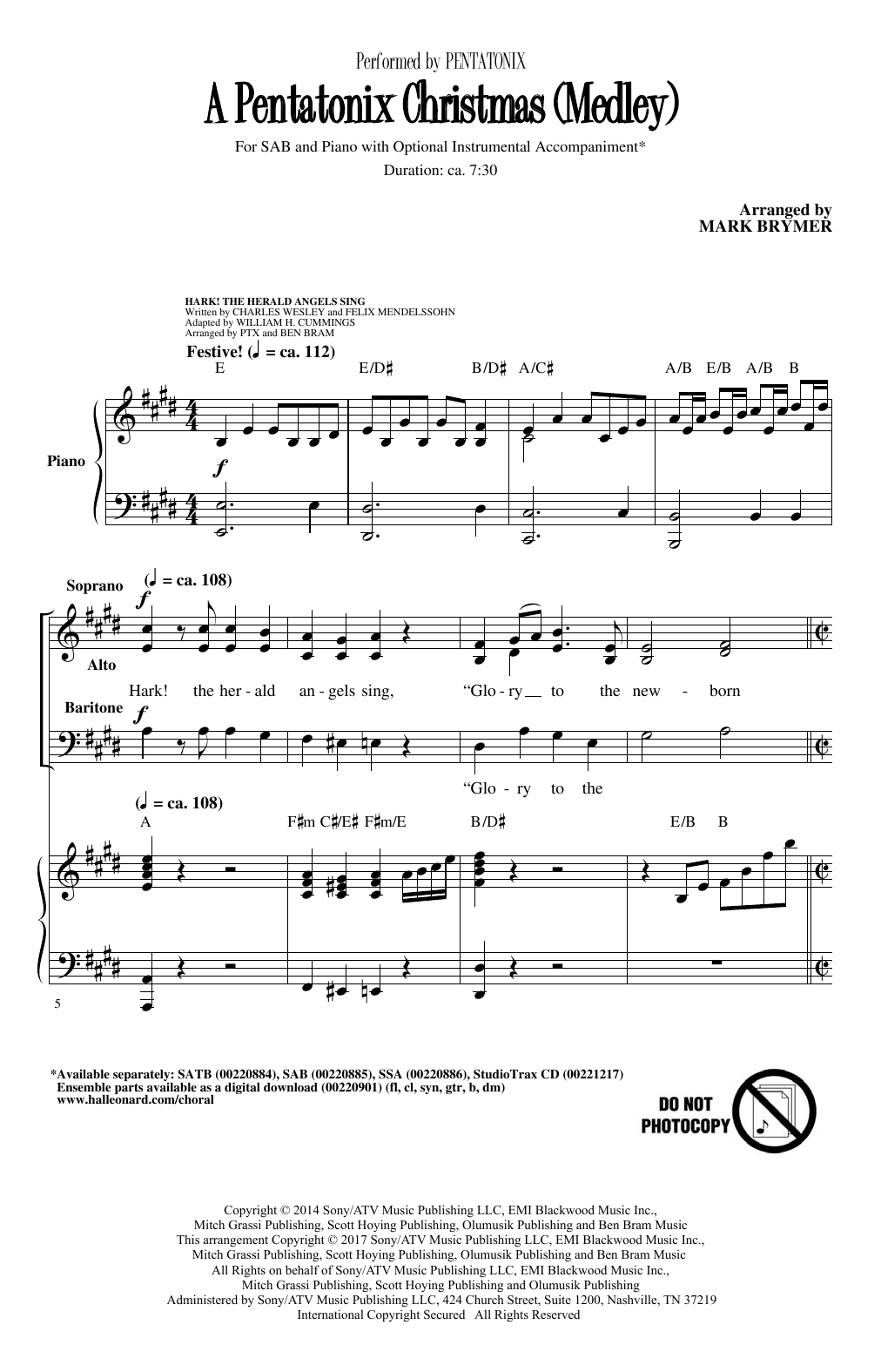 Mark Brymer Hark! The Herald Angels Sing Sheet Music Notes & Chords for SAB - Download or Print PDF